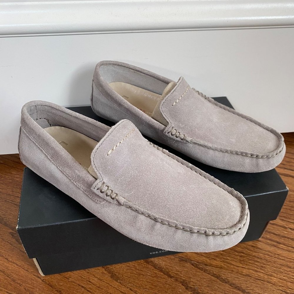 UGG Loafers Leather Suede Moccasins Henrick Gray Slip-ons Gray Mens Size 7 New - Picture 1 of 12